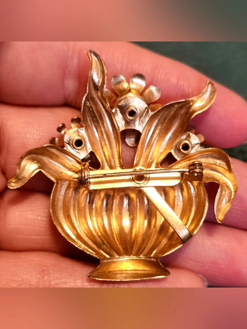 Vintage Coro 1940s Flower Basket Brooch